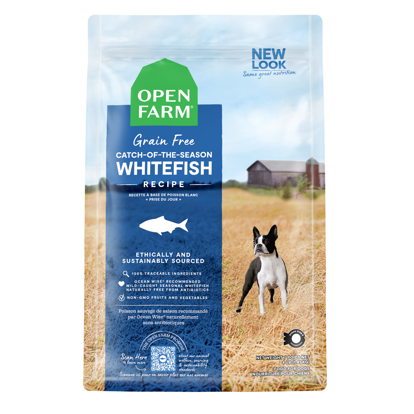 Open Farm Catch Of The Season Whitefish Recipe Grain Free Kibble For Dogs 4lb Bag