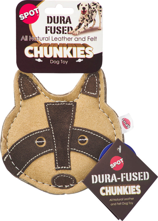 Spot Ethical Pet Dura-Fused Leather Chunky Raccoon Dog Toy, 5 in