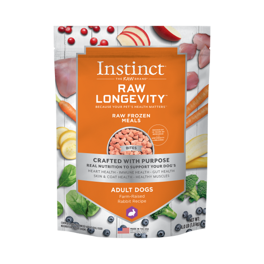 Instinct® Raw Longevity™ Raw Frozen Meals Farm-Raised Rabbit Recipe for Dogs 4lb Bag