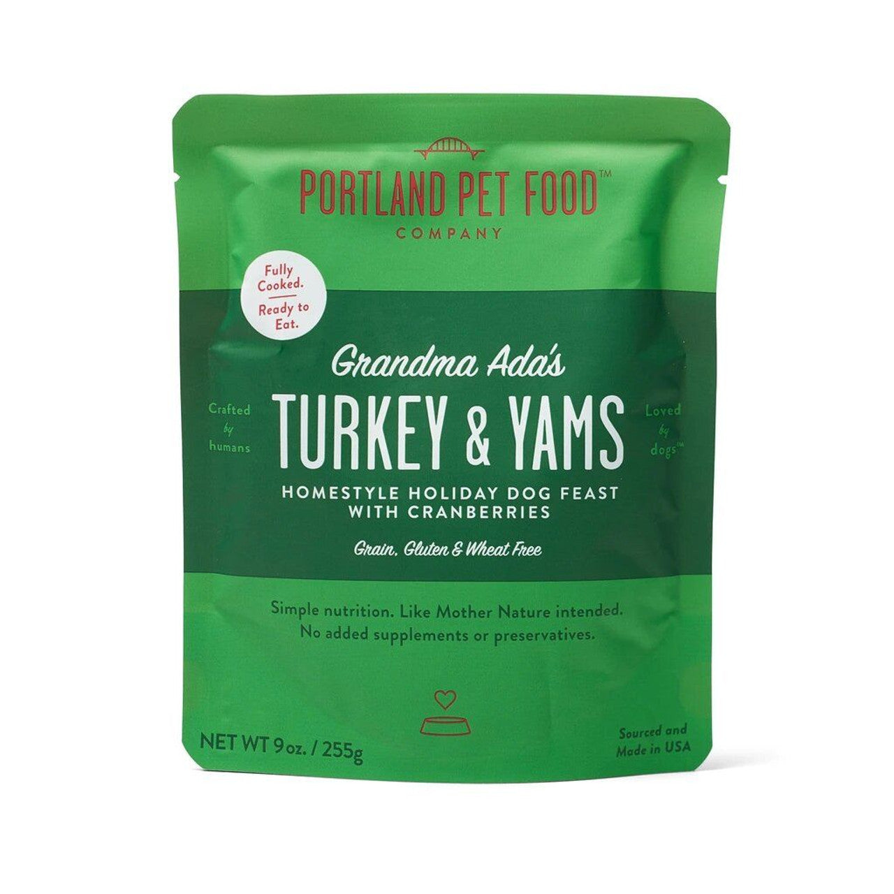 Portland Pet Food Grandma Ada's Turkey and Yams Meal for Dogs 9oz Pouch