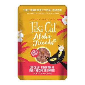 Tiki Cat Aloha Friends Wet Cat Food Chicken Pumpkin & Beef 2.5oz Pouch