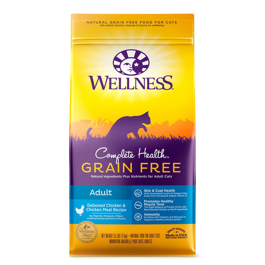 Wellness Complete Health Natural Grain Free Deboned Chicken & Chicken Meal Dry Cat Food 5.5lb Bag