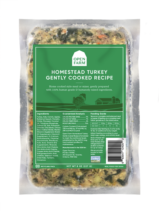 Open Farm Frozen Gently Cooked Dog Food Turkey Recipe 8oz