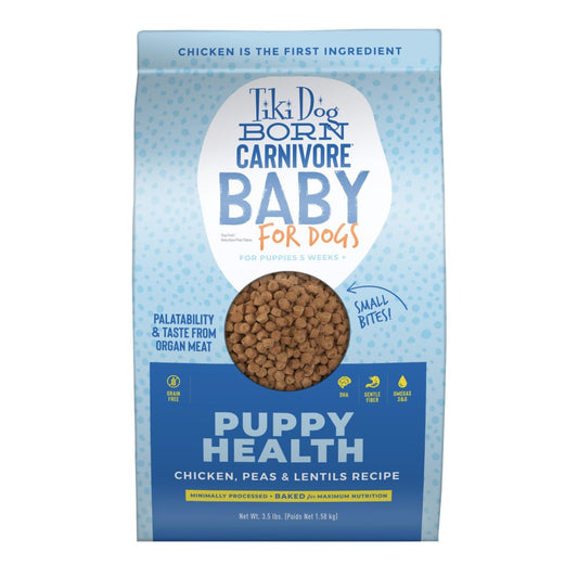 Tiki Dog Born Carnivore Baby Dry Dog Food For Puppies, Chicken, Peas & Lentils, 3.5 lbs. Bag