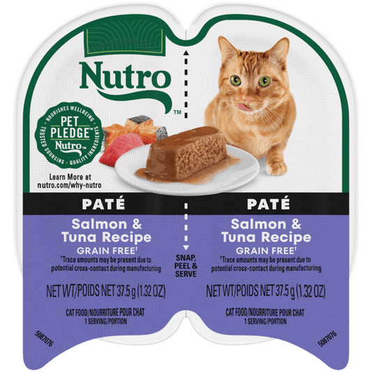 Nutro Wet Cat Food 2.6oz portion cup Salmon & Tuna Recipe Paté