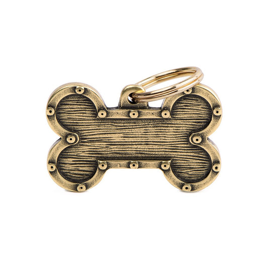 My Family ID Bronx Big Futuristic Bone ID Tag in English Brass
