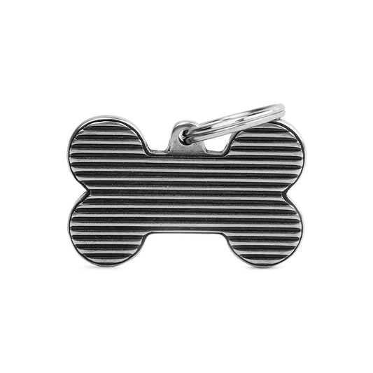 My Family ID Bronx Big Shutter Bone ID Tag in Antique Silver