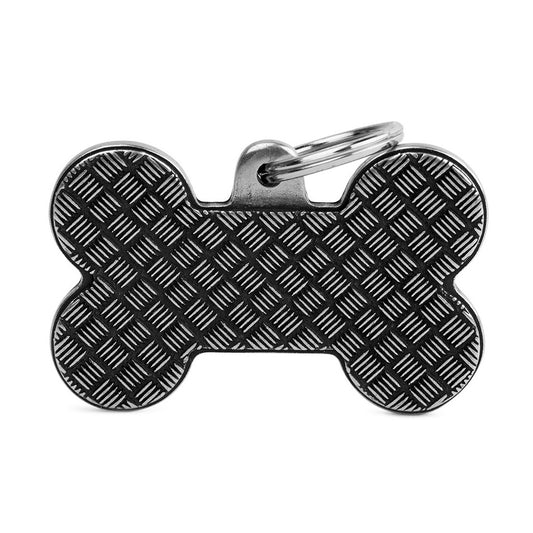 My Family ID Bronx XL Platform Bone ID Tag in Antique Silver