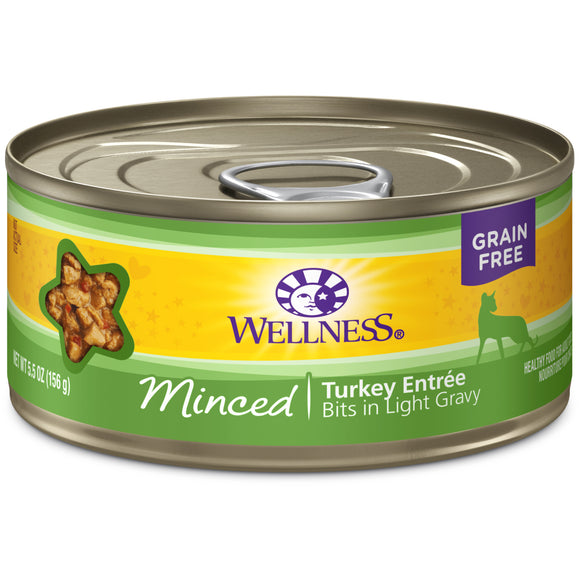 Wellness Complete Health Natural Grain Free Wet Canned Cat Food Minced Turkey Entree 5.5oz Can