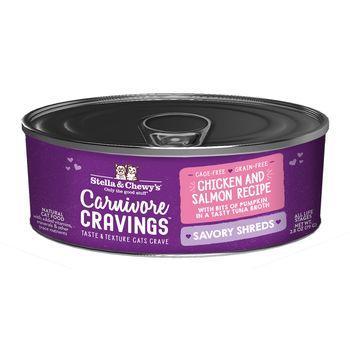 Stella & Chewys Cat Can Shreds Carnivore Cravings Chicken & Salmon 2.8oz