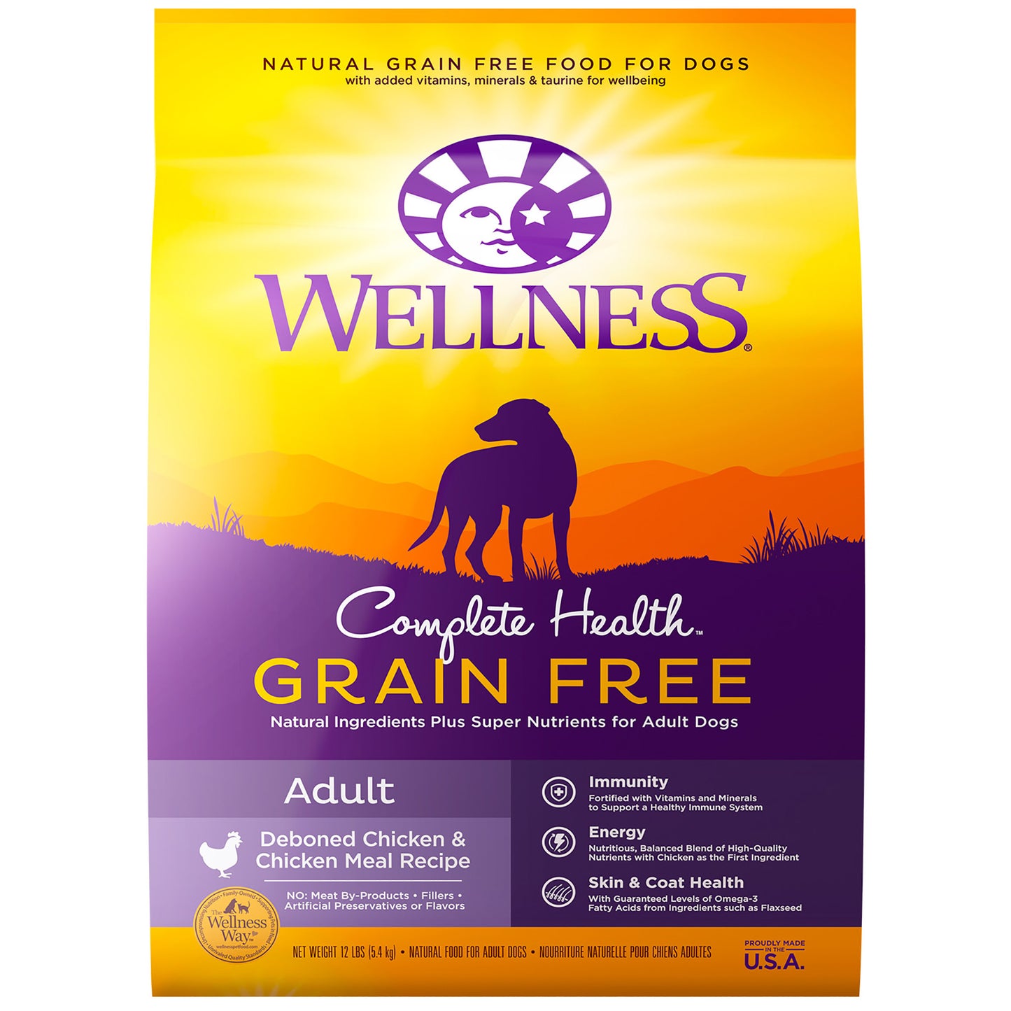 Wellness Complete Health Natural Grain Free Dry Dog Food Chicken 12lb Bag