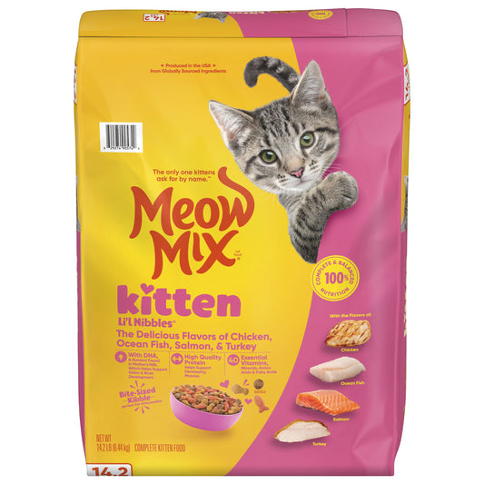 Meow Mix Kitten Lil Nibbles Dry Cat Food for Kittens 14.2 lb Bag