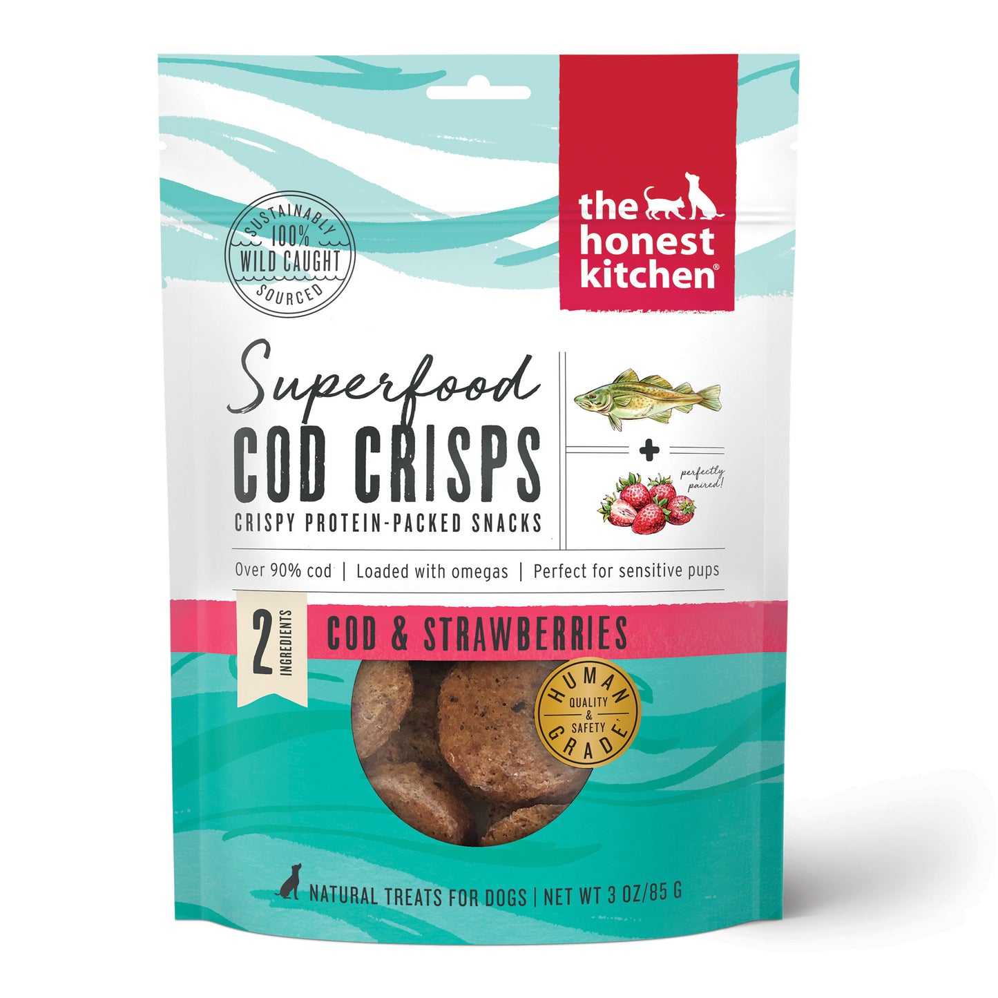 The Honest Kitchen Superfood Cod Crisps: Cod & Strawberry, 3oz