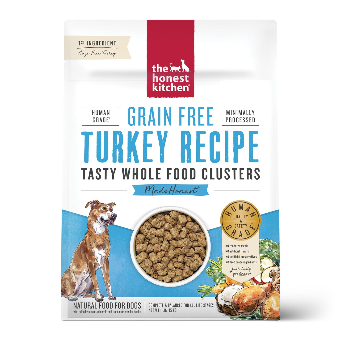 The Honest Kitchen Whole Food Clusters Grain Free Turkey Dry Dog Food 1lb