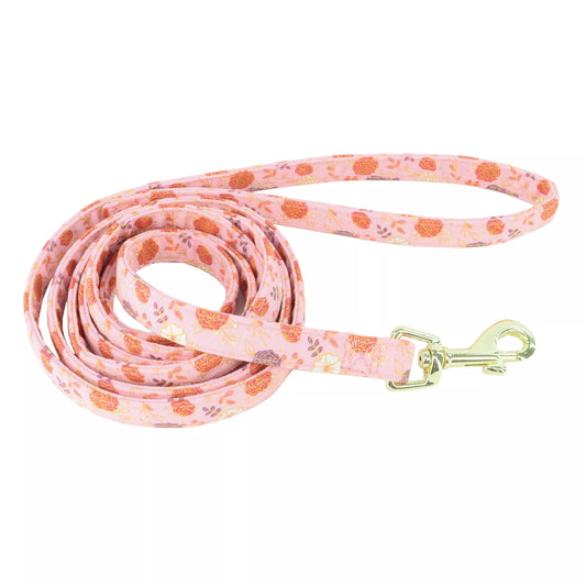 Coastal Accent Metallic 6ft Long 1in Dog Leash Pink Flowers