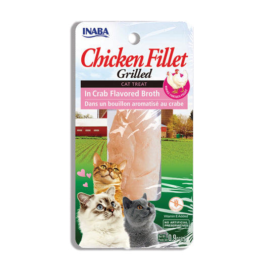 INABA Grilled Chicken Fillet Cat Treats 0.9 Ounce Fillet, Crab Broth