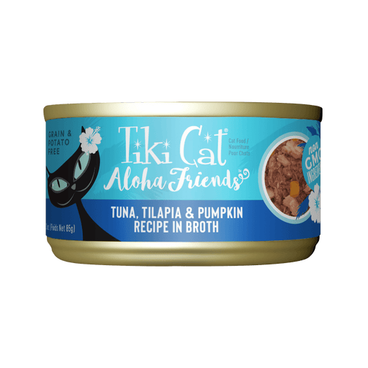 Tiki Cat Aloha Friends Wet Cat Food, Tuna, Tilapia & Pumpkin, 3oz Can