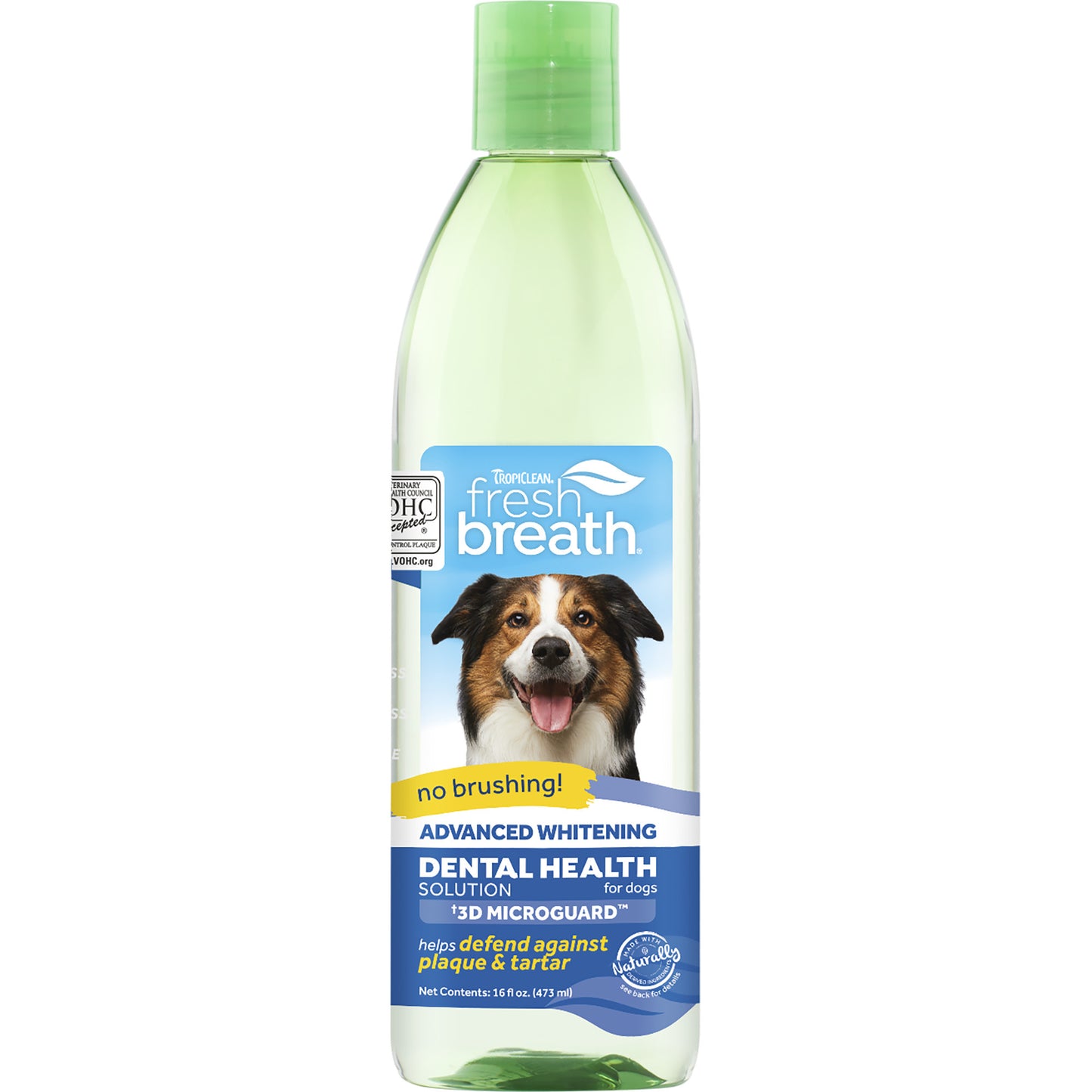 TropiClean Fresh Breath Advanced Whitening Dental Health Solution for Dogs, 16oz