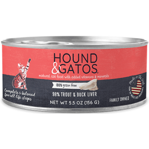 Hound & Gatos 98% Trout & Duck Liver Canned Cat Food 5.5oz