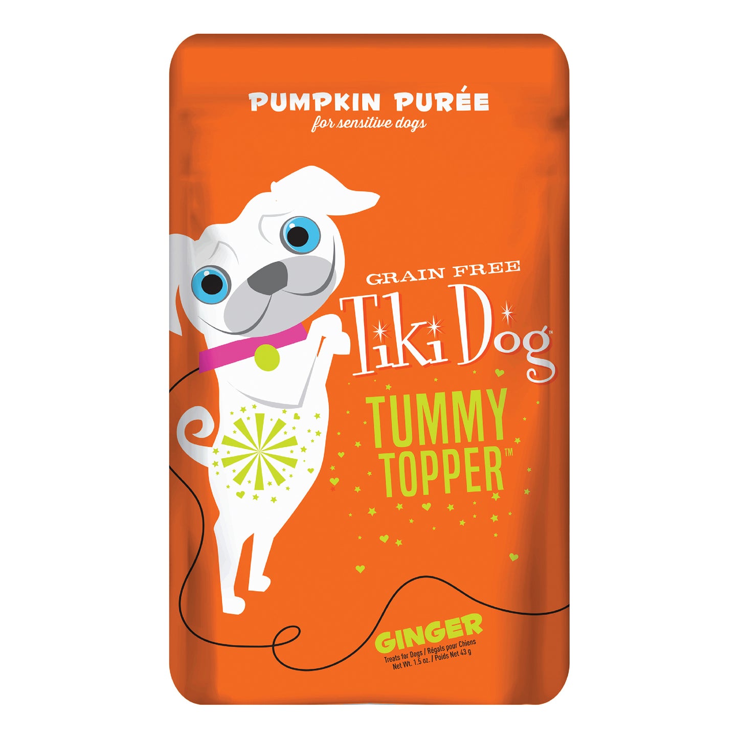Tiki Dog Tummy Topper Wet Dog Food Topper Pumpkin Puree 1.5oz Pouch