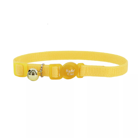 Coastal Safe Cat 3/8in Wide 8-12in Snag-proof Breakaway Collar Banana Boat Yellow