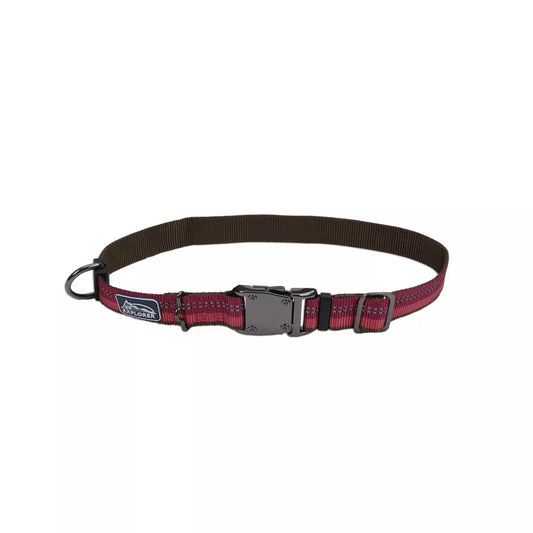 Coastal K9 Explorer 1in Wide 12-18in Reflective Adjustable Dog Collar Berry