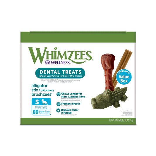 Whimzees Value Box Natural Grain Free Dental Chews for Dogs, Small Breed, 89 count