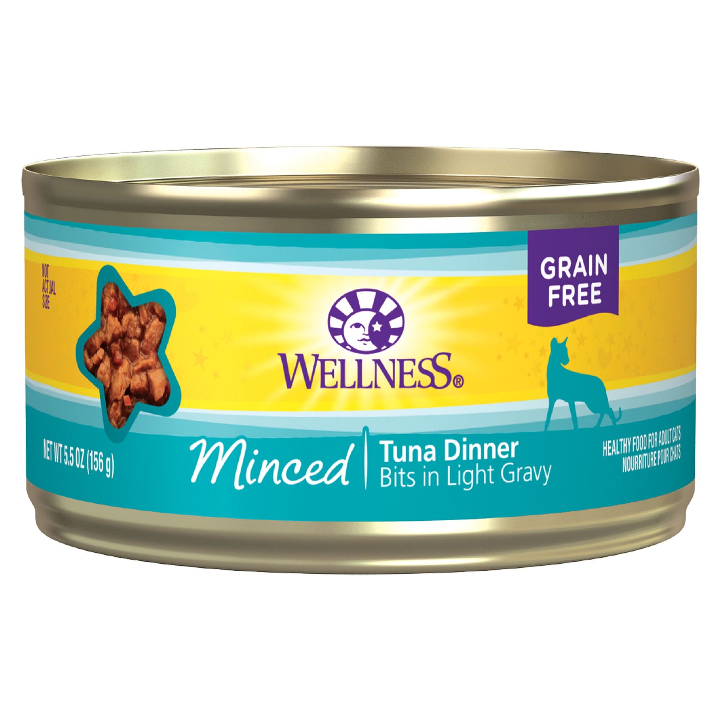 Wellness Complete Health Natural Grain Free Wet Canned Cat Food, Minced Tuna Entree 5.5oz Can