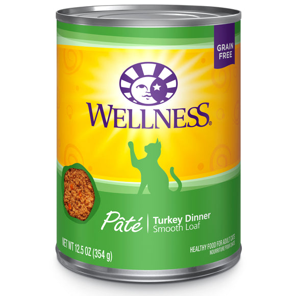 Wellness Complete Health Grain Free Canned Cat Food Turkey Dinner Pate 12.5ozs