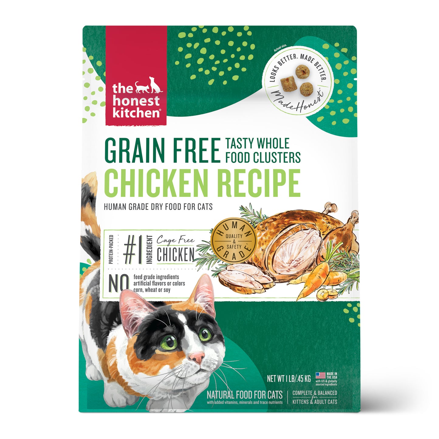 The Honest Kitchen Whole Food Clusters Grain Free Chicken Dry Cat Food 1lb