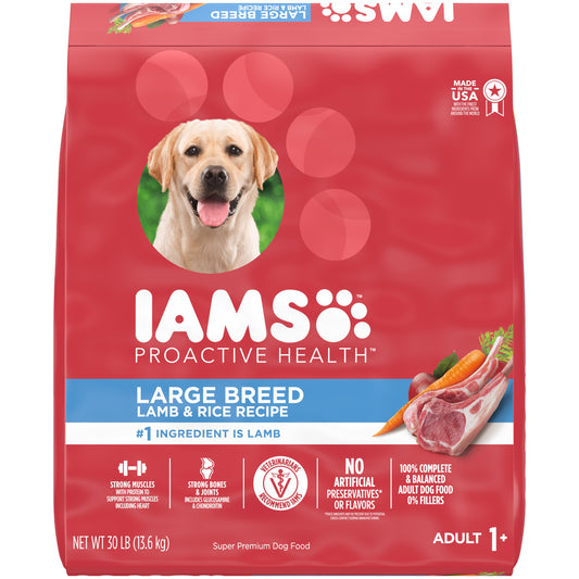 IAMS PROACTIVE HEALTH Large Breed Adult Dry Dog Food Lamb & Rice Recipe, 30 lb
