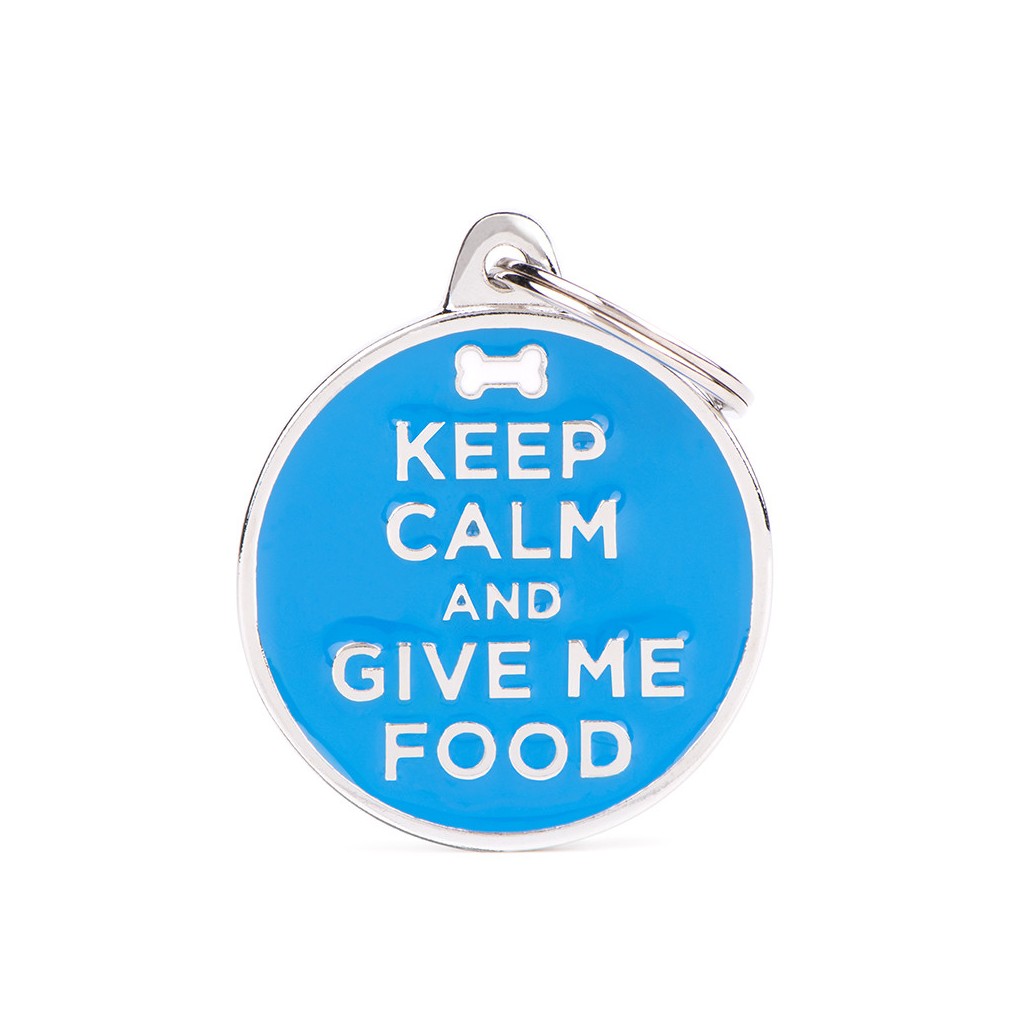 My Family ID Charms Big "Keep Calm And Give Me Food" ID Tag