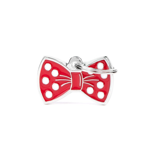 My Family ID Red Bow Tie Tag