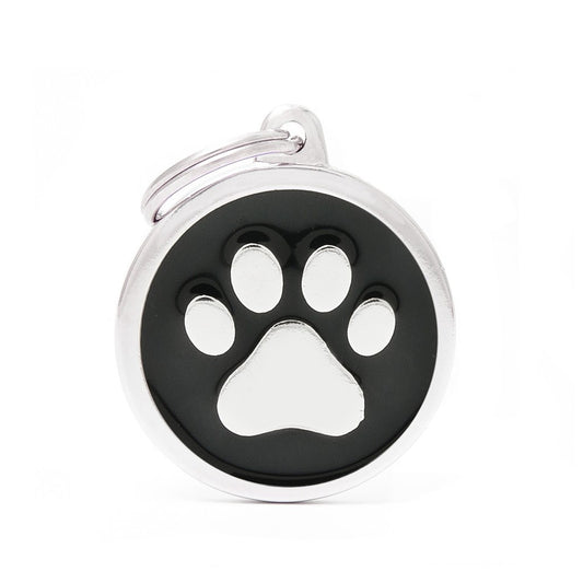My Family ID Big Black Circle Paw Tag
