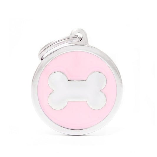 My Family ID Big Pink Circle Bone Tag
