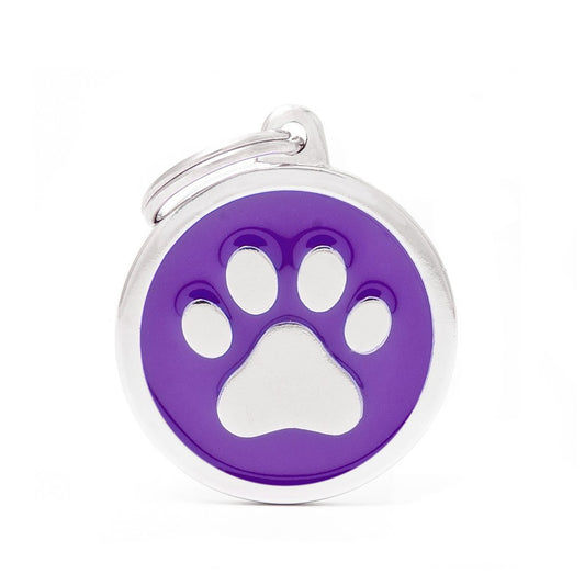 My Family ID Big Purple Circle Paw Tag