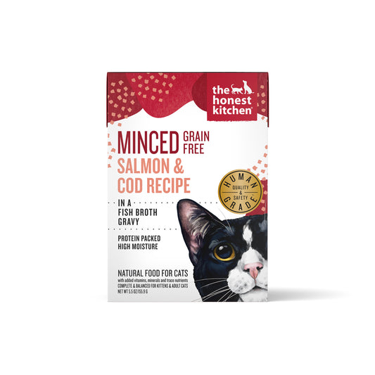 Honest Kitchen Grain Free Minced Salmon & Cod in Fish Broth Gravy Wet Cat Food 5.5oz