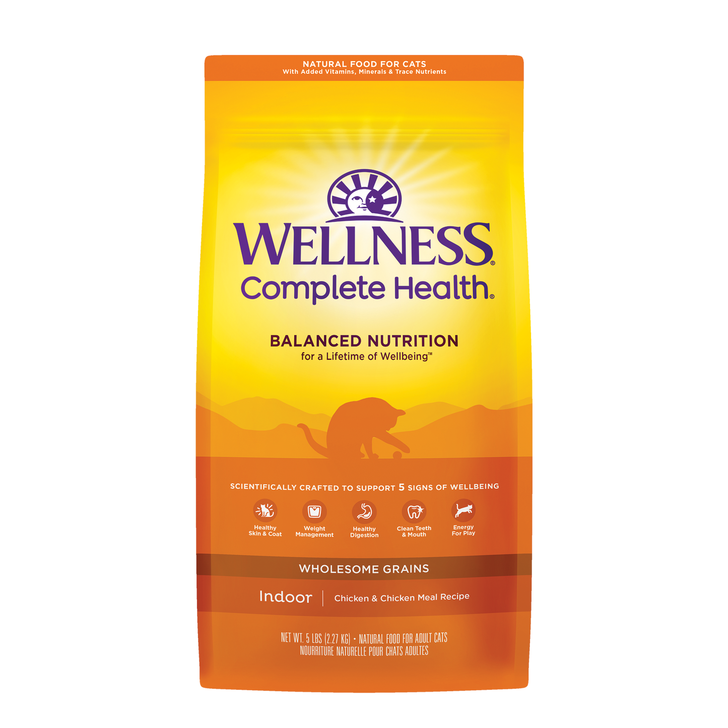 Wellness Complete Health Natural Dry Cat Food Indoor Deboned Chicken & Chicken Meal Recipe 5lb Bag