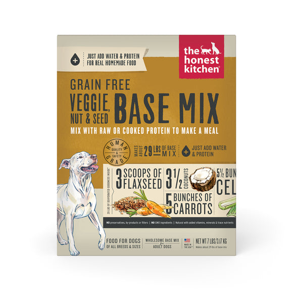 The Honest Kitchen Dehydrated Grain Free Veggie, Nut & Seed Base Mix Dog Food (Just Add Protein), 7lb