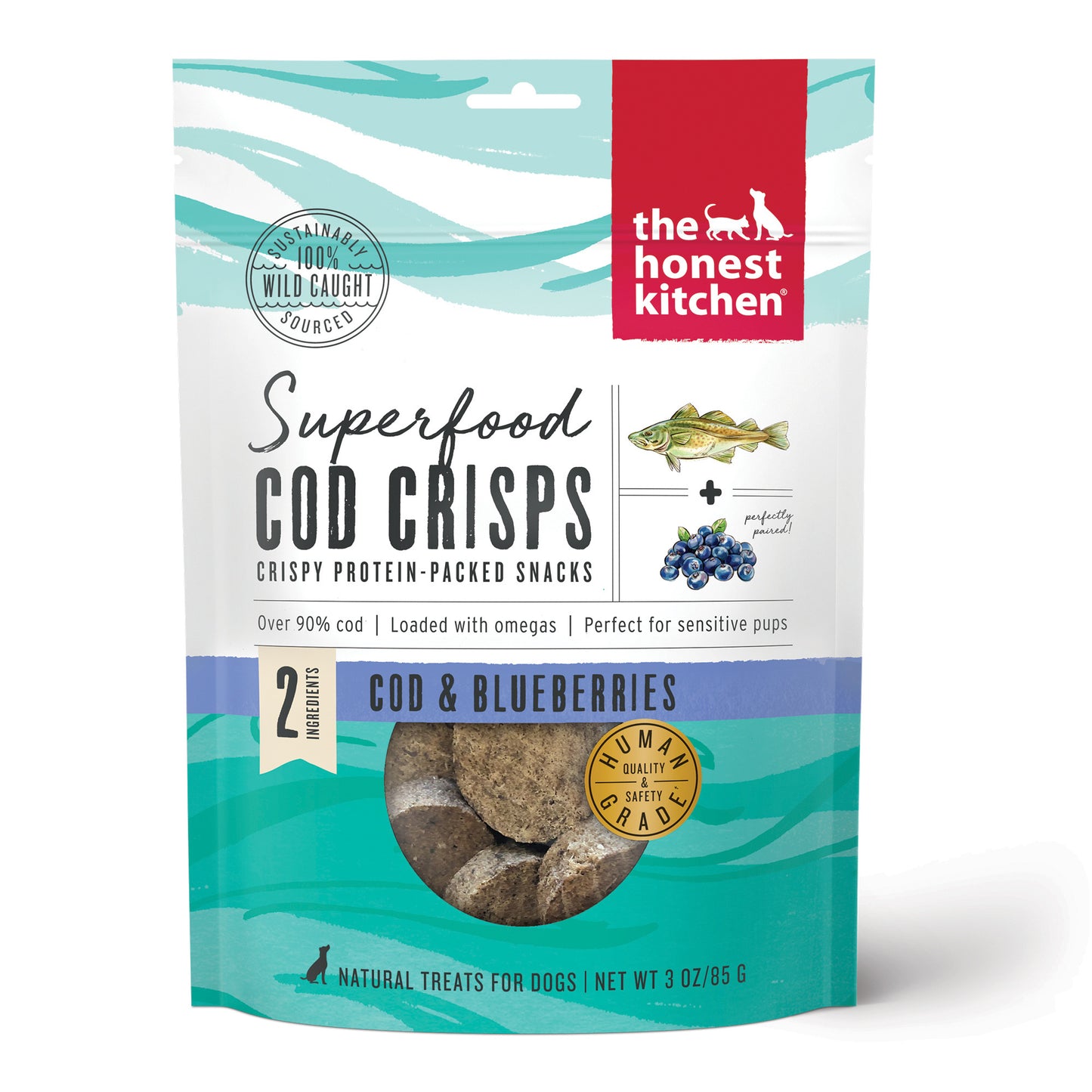 The Honest Kitchen Superfood Cod Crisps: Cod & Blueberry, 3oz