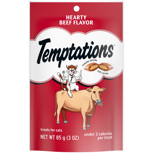 Temptations Classic Crunchy and Soft Cat Treats Hearty Beef Flavor, 3 oz. Pouch