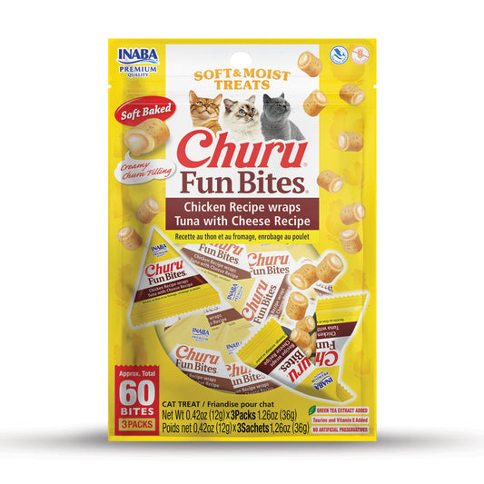 INABA Churu Fun Bites for Cats 0.42oz 3pk Tuna with Cheese Recipe