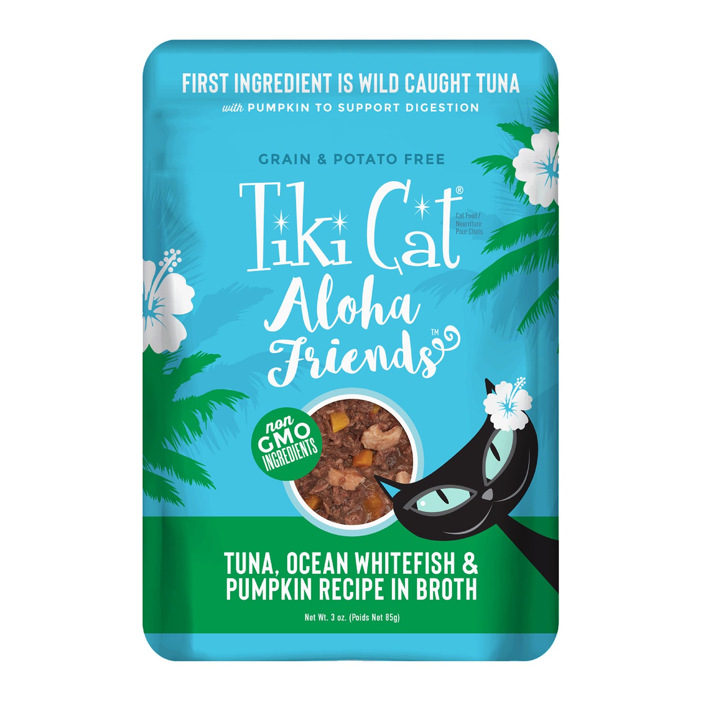 Tiki Cat Aloha Friends Wet Cat Food, Tuna, Ocean Whitefish & Pumpkin, 3oz Pouch