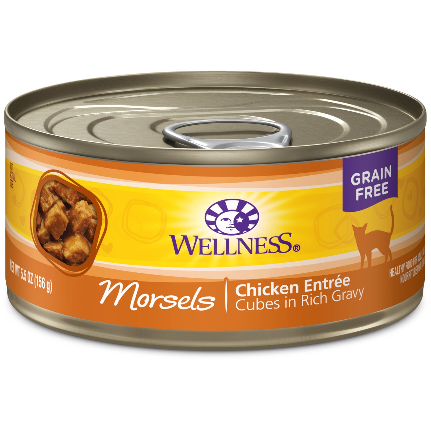 Wellness Complete Health Natural Grain Free Wet Canned Cat Food Cubed Chicken Entree 5.5oz Can