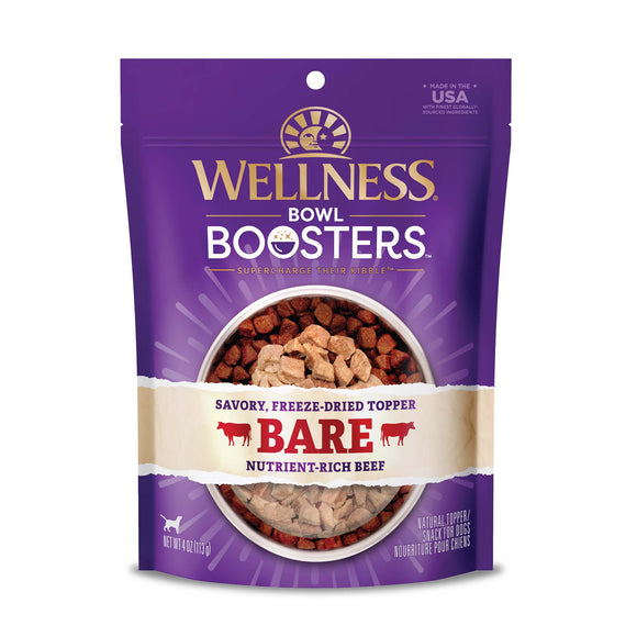 Wellness Bowl Boosters BARE Dog Food Topper Freeze Dried Beef 4oz Bag