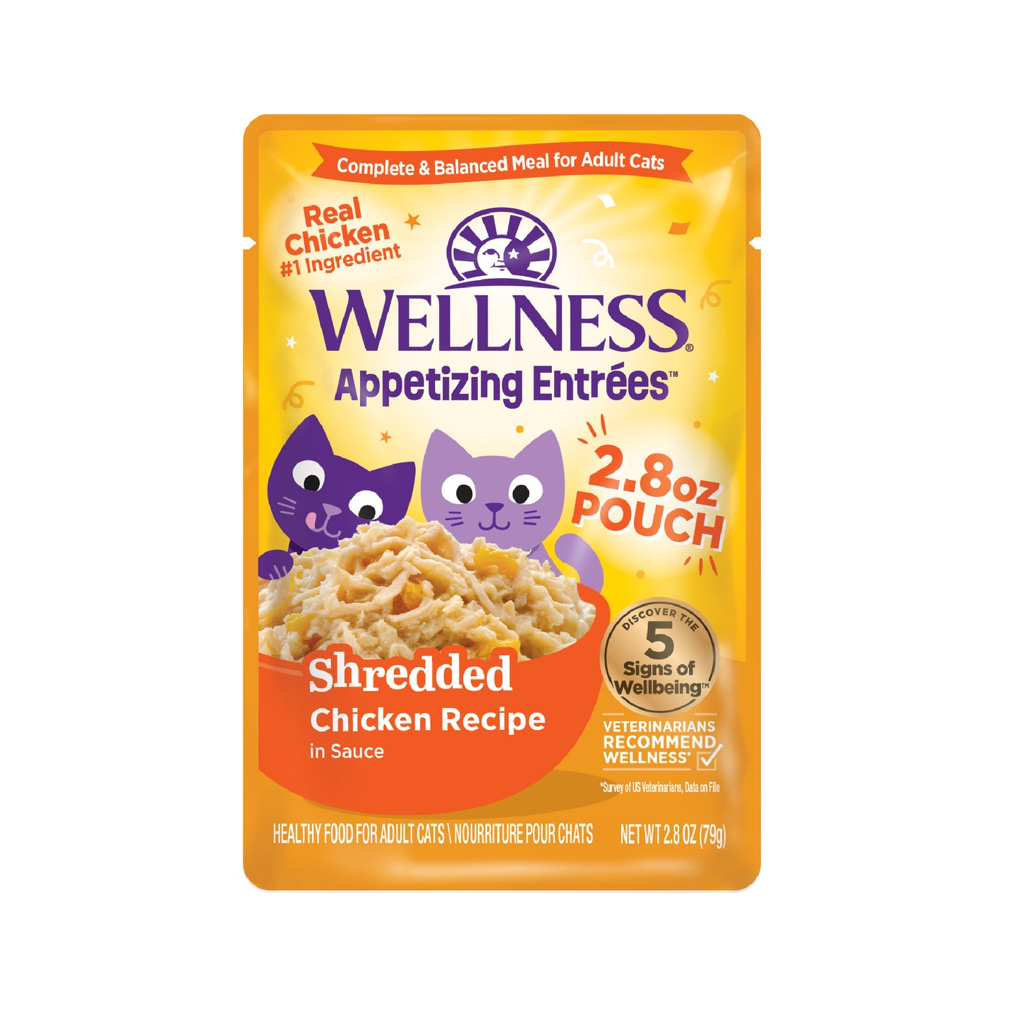Wellness Appetizing Entrées Shredded Adult Wet Cat Food Chicken 2.8oz Pouch