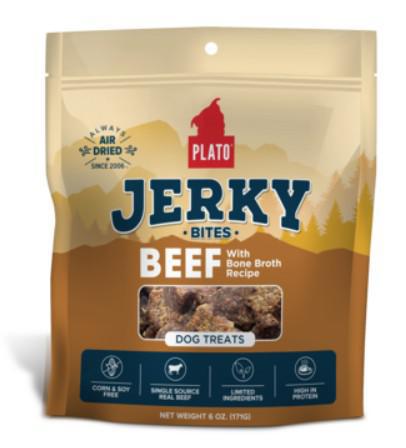 Plato Dog Treat Jerkey Bites 6 oz Beef