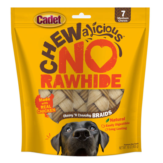 Cadet Chewalicious Chewy 'N Crunchy Rawhide-Free Natural Braids Small 7pk