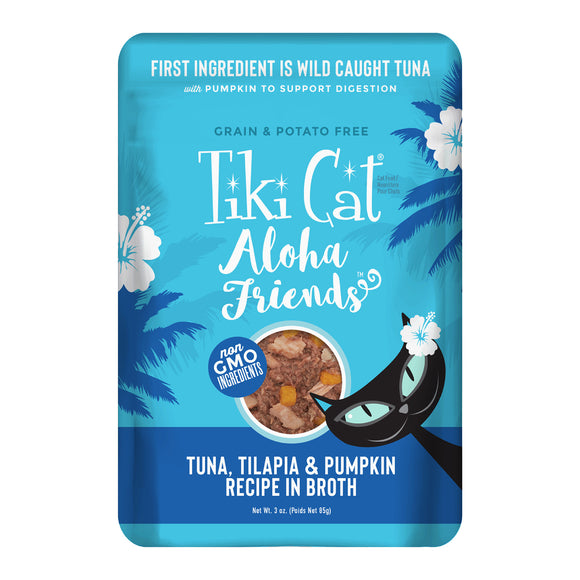 Tiki Cat Aloha Friends Wet Cat Food Tuna Tilapia & Pumpkin 3oz Pouch