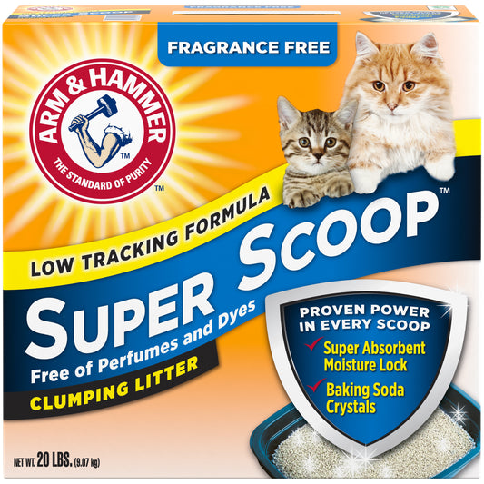 Arm & Hammer Super Scoop Clumping Cat Litter, Fragrance Free, 20 lb